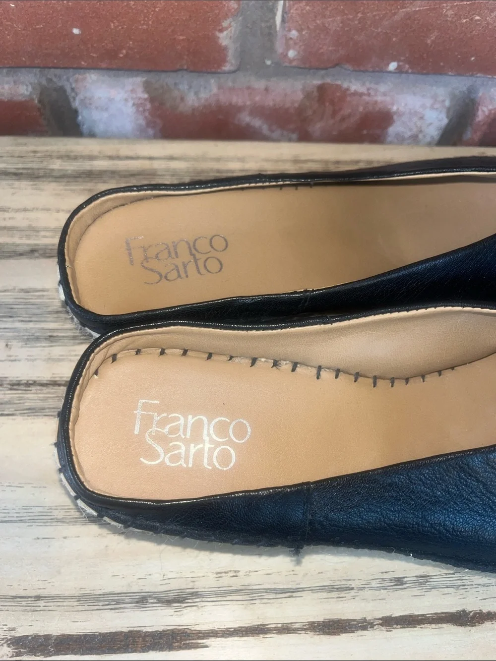 Franco Sarto L-Pine Black Leather Espadrille Platform Slide 9